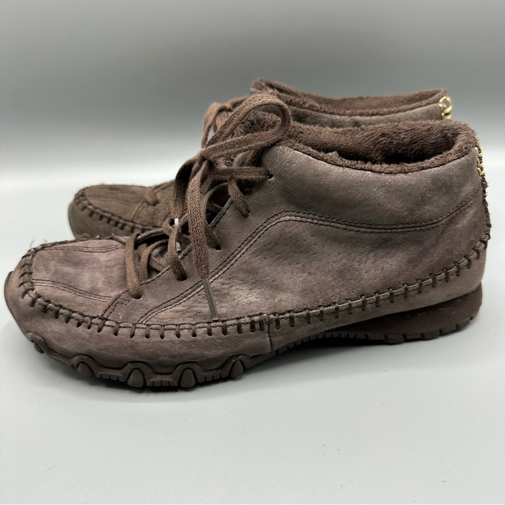Skechers Bikers Totem Pole Leather Chukka Boots Lined Brown Women’s Size 7.5
